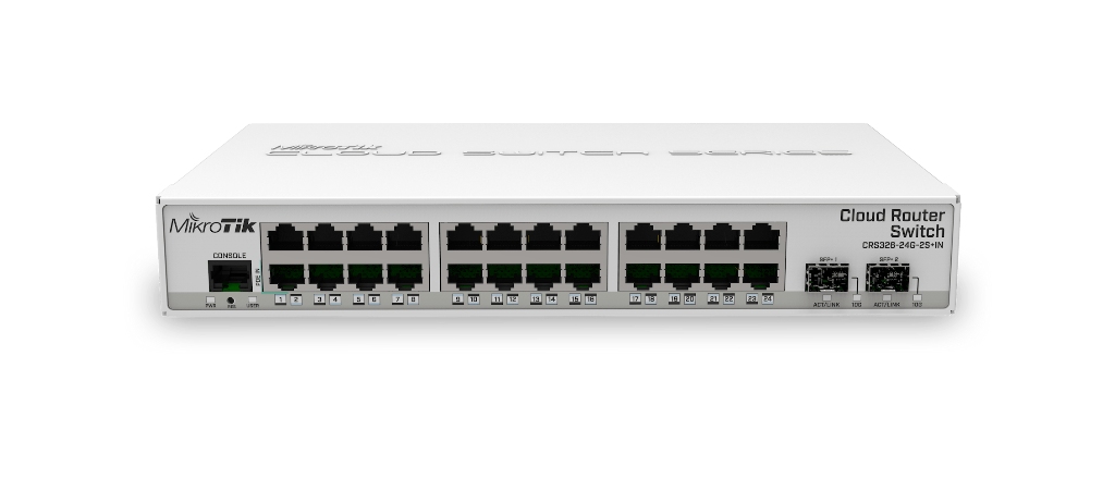 CRS326-24G-2S+IN-Mikrotik CRS326-24G-2S+IN 24 Port Gigabit + 2 Port 10G SFP+ Masaüstü Yönetilebilir Switch
