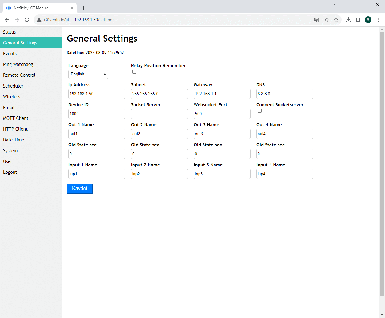 NetRelay NR003 NetRelay IoT 4 Röle, 4Input PoE + Ethernet + Wi-Fi LAN Relay Akıllı Otomasyon Kartı Adaptörsüz ürün görseli 19 - wifidepo
