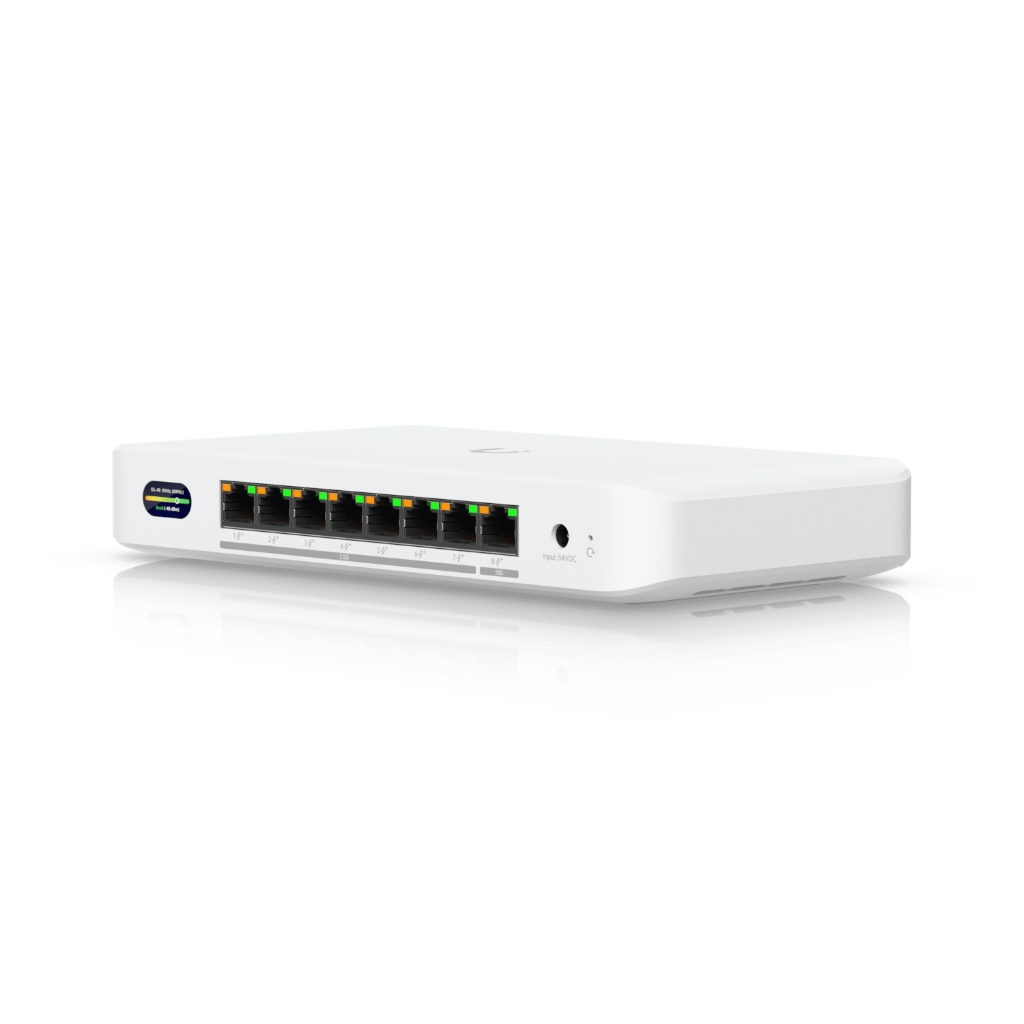 UDB-Switch-UBNT UniFi UDB-Switch - WiFi 7 Uplink’li 10GbE + 2.5GbE 8 Port PoE+ Switch, 0.96” LCM, 6 GHz Ready
