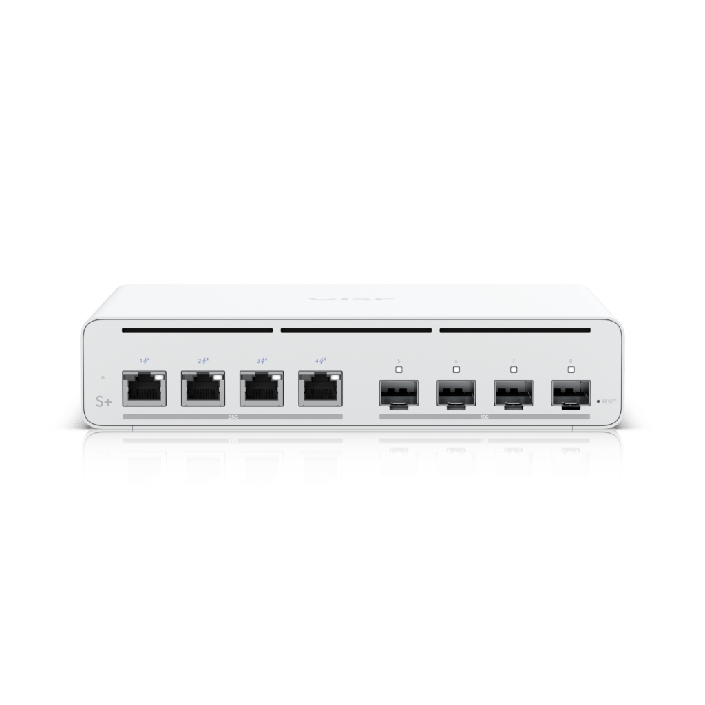 -Ubiquiti UISP Switch Plus S 4× 2.5 GbE PoE ve 10G SFP+ Portlu, 160W Bütçesiyle ISP